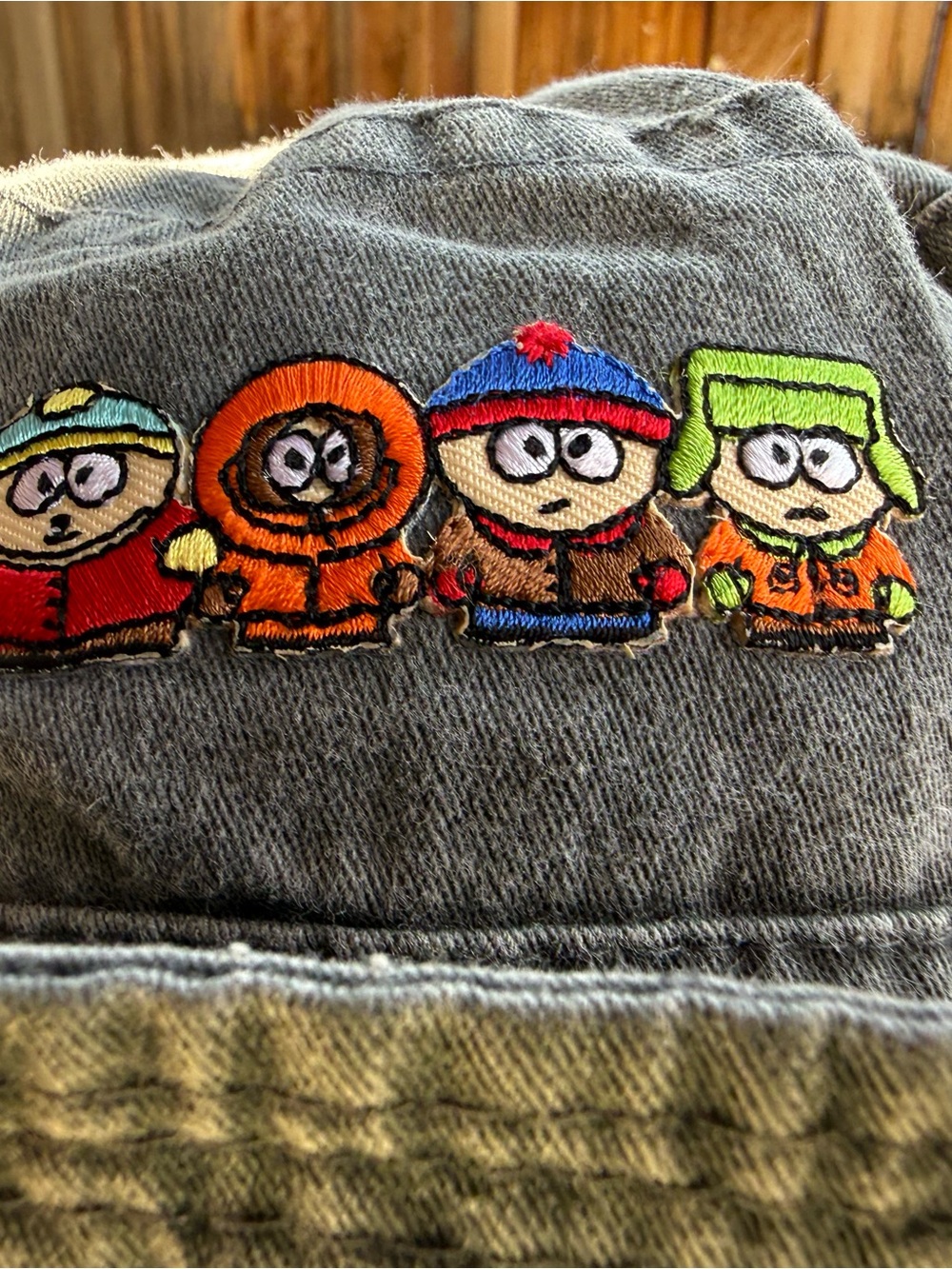 Vintage 90s South Park Embroidered Bucket Hat Gray Washed Cotton Size S/M